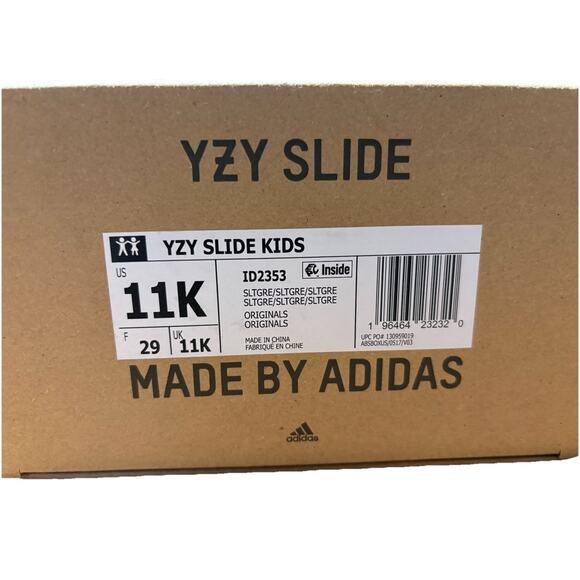 adidas Yeezy Slide Kids 'Slate Grey Box Only Size 11K - Picture 2 of 7